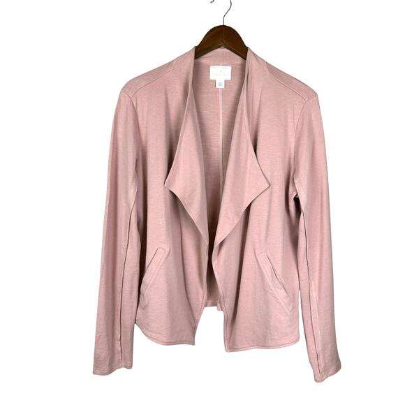 Caslon Blush Pink Open Front Cotton Knit Casual Cardigan Lightweight Jacket - Picture 9 of 12